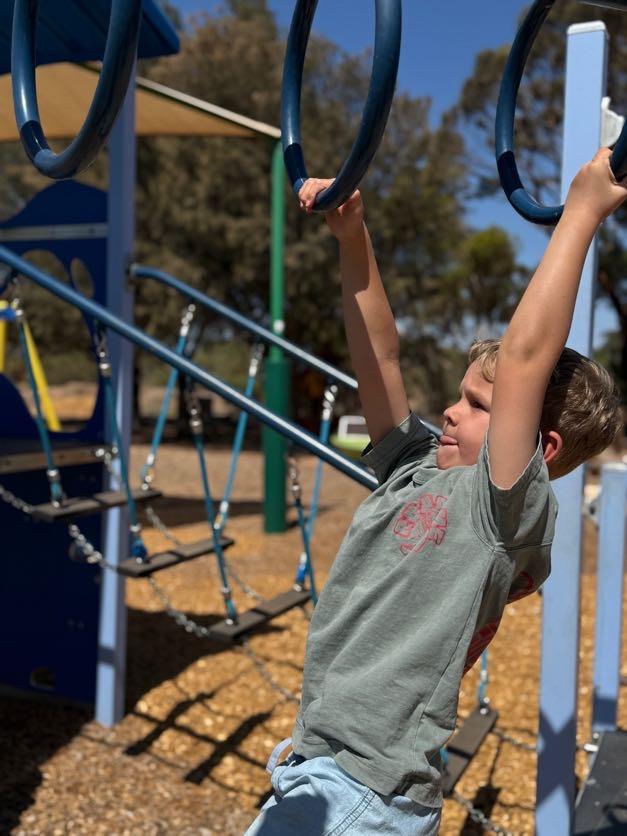 Image of child on monkey bars